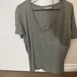 Zara new never worn Khaki light army green oversized v neck tshirt